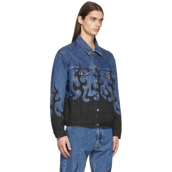 VETEMENTS Denim Black Fire Jacket Size L Mens Unisex Blue $2290 - Picture 15 of 16